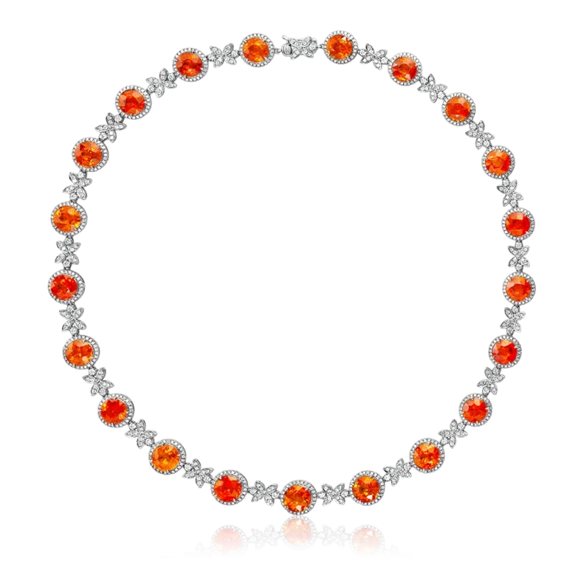 Earrings without a brand SPESSARTITE GARNET & DIAMONDS SET NN8448 2