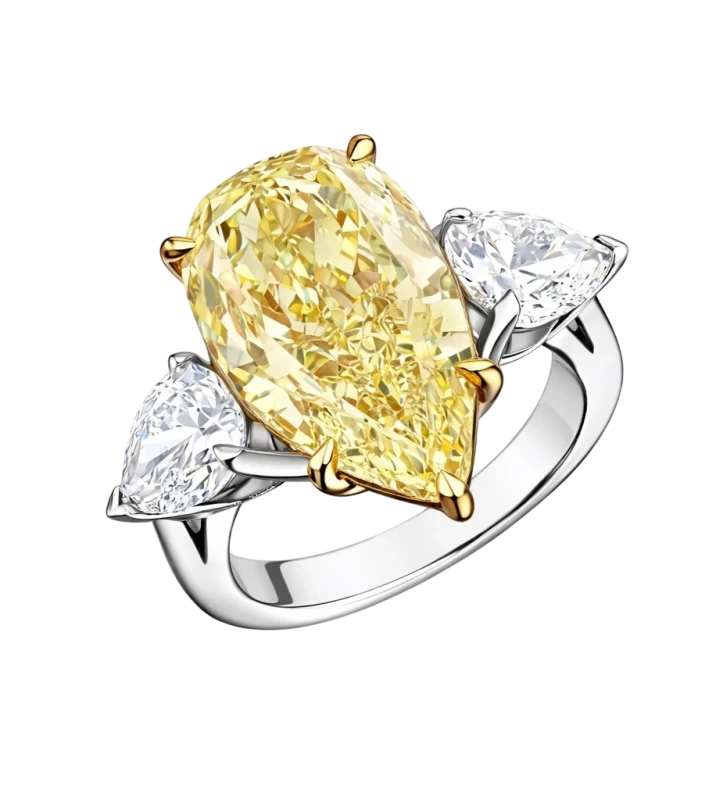 PEAR DIAMOND 4.12 CT FANCY LIGHT BROWNISH YELLOW/SI1 RING (GIA)