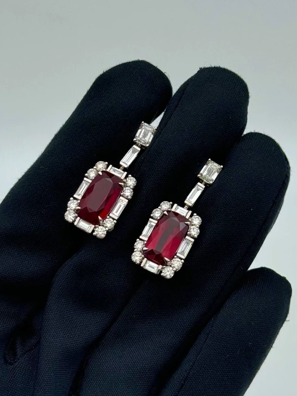 DeRosa RUBY RECTANGULAR CUSHION EARRINGS  8.18 CT E82311166 2