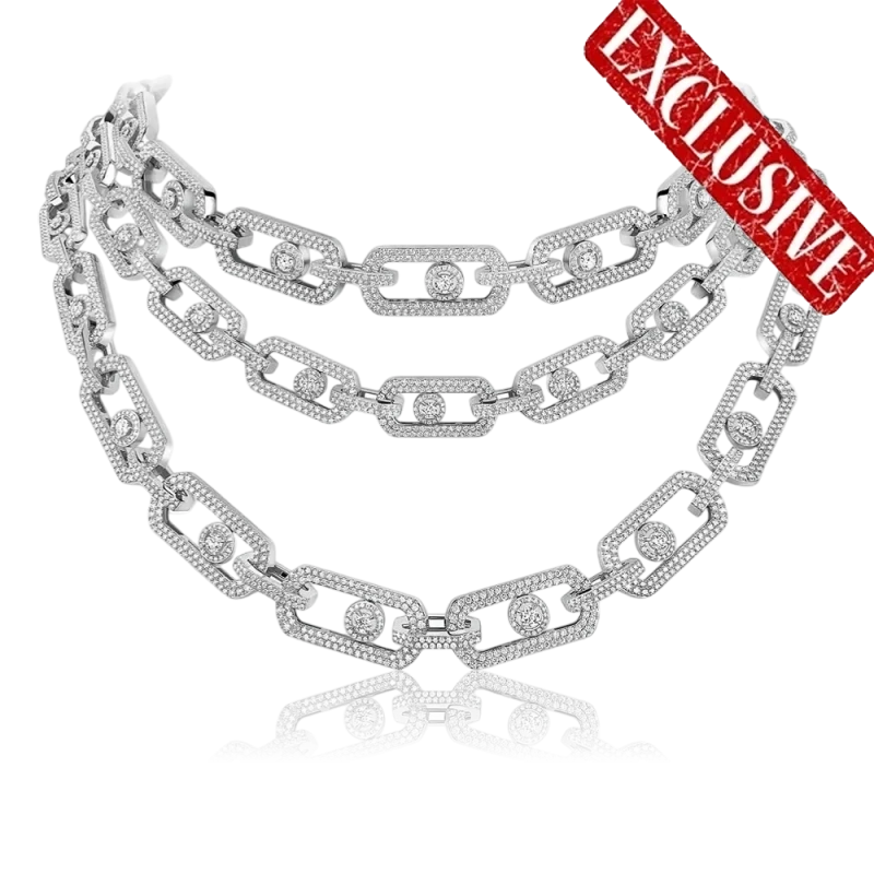 SO MOVE NECKLACE 3 ROWS WHITH DIAMONDS
