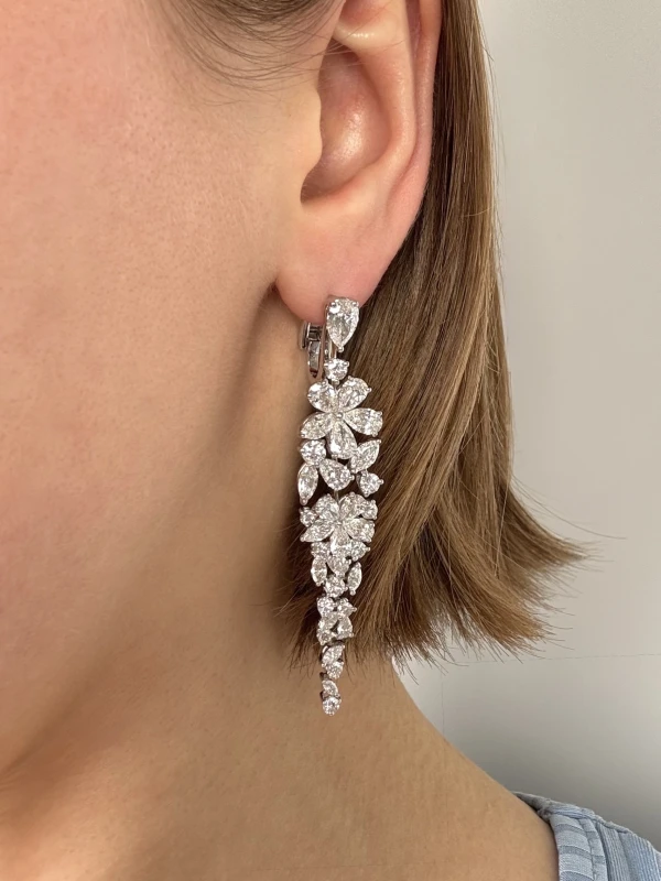 GRAFF CARISSA EARRINGS WHITE ROUND AND PEAR DIAMONDS RGE1175 2