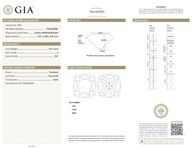 No name CUSHION DIAMOND 2.01-2.01 CT G/VS2 EARRINGS (GIA) NN2.01-2.01CT G/VS2 3