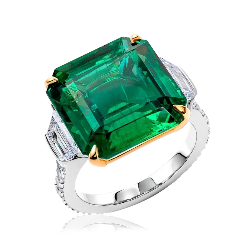 Earrings without a brand EMERALD RING 11.78 CT VIVID GREEN 11.78 CT Emerald