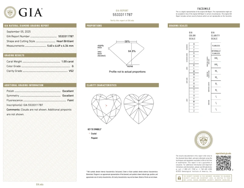 Earrings without a brand HEART DIAMOND 1.00-1.01 CT G/VS2 EARRINGS (GIA) nn1.00-1.01G/VS2 3
