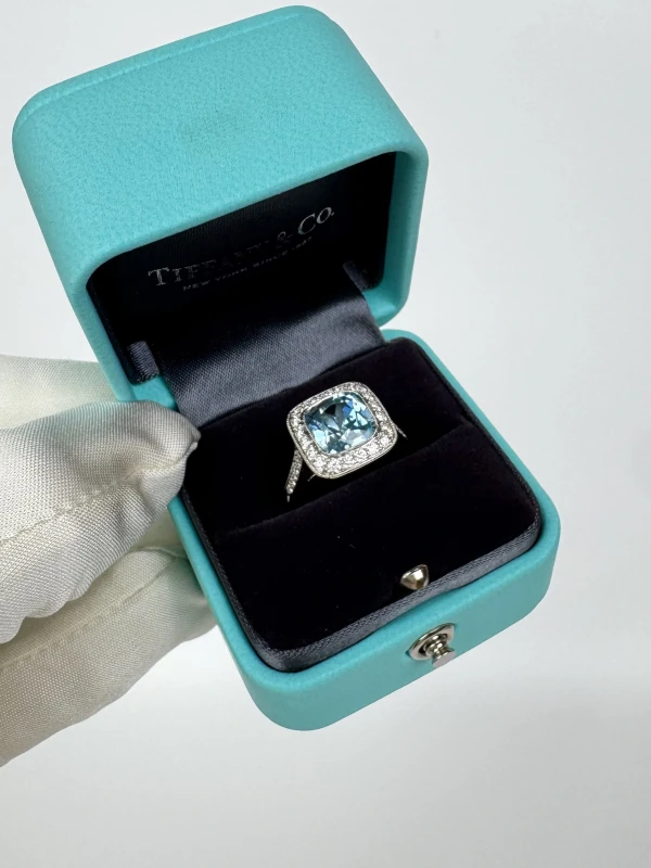 Tiffany & Co SOLESTE AQUAMARINE 2.70 CT & DIAMOND RING (SIZE 49) T&CO 2.70CT 4