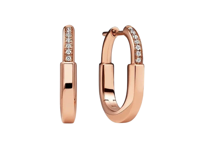 Tiffany Lock Small Earrings in Rose Gold with Diamonds