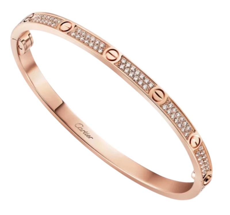 LOVE BRACELET, SMALL MODEL, PINK GOLD, DIAMONDS (SIZE 16)