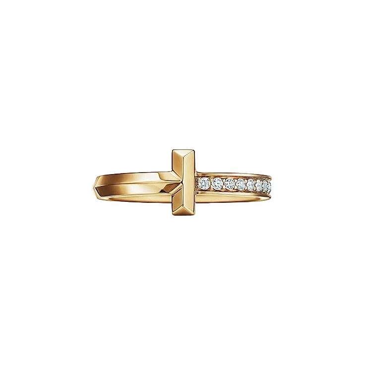 Tiffany T1 Ring in Yellow Gold with Diamonds (SIZE 52)