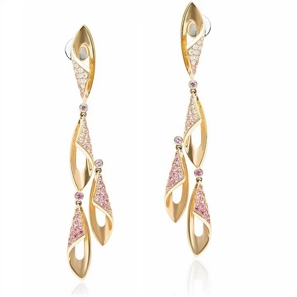 SAPPHIRE AND DIAMOND ROSE GOLD EARRINGS 