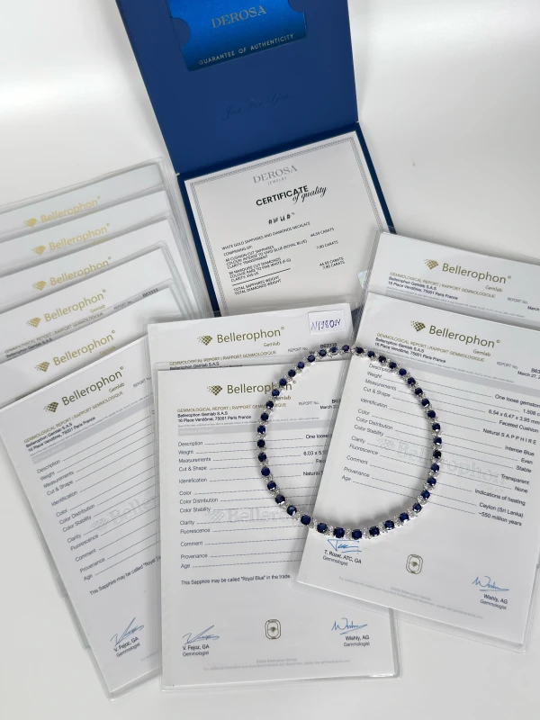 DeRosa Sapphire 44.59 ct Royal Blue - Intense Blue and Diamond 7.80 ct Necklace ( Bellerophon ) N198091 5