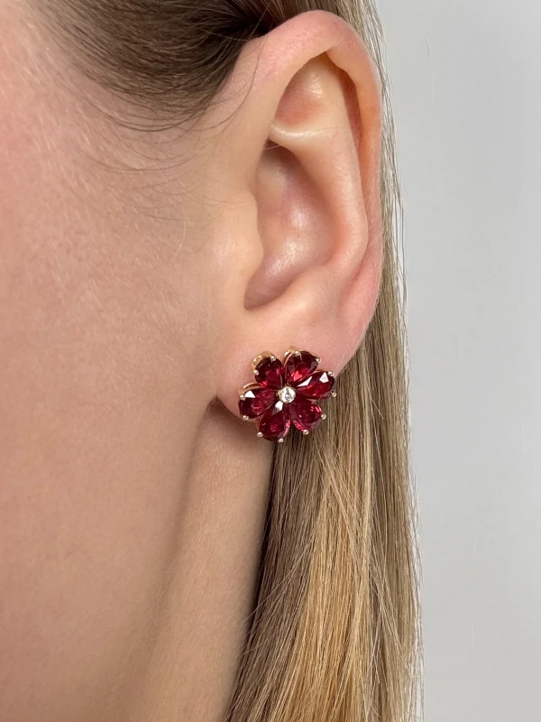 DeRosa PEARSHAPE RUBY 7.27 CT "PIGEONS BLOOD" EARRINGS E541587 2