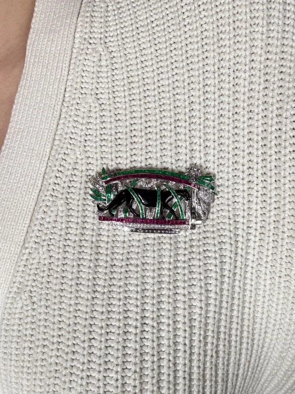 Earrings without a brand Art Deco Panthere Brooch NN2910 2