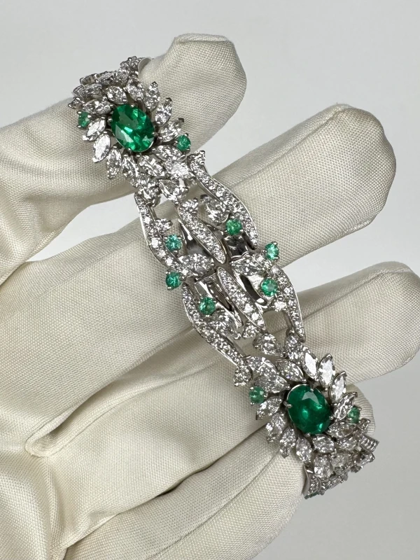 No name OVAL EMERALD 5.25 CT & DIAMONDS 11.53 CT BRACELET EM5.25CT 3