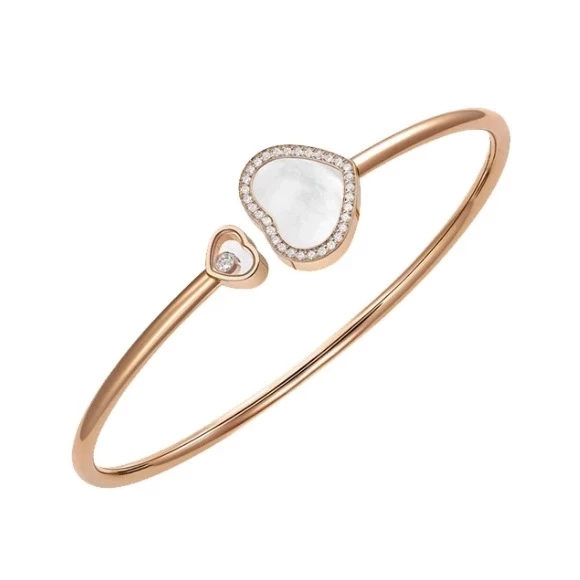 HAPPY HEARTS BANGLE, MOTHER OF PEARL, DIAMONDS, ROSE GOLD