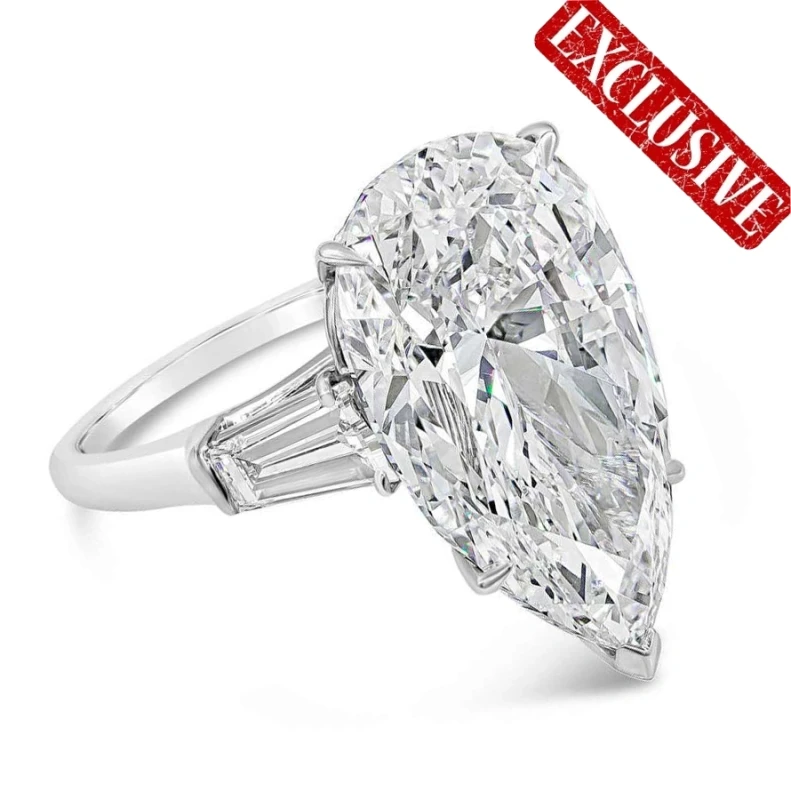 Earrings without a brand PEAR DIAMOND RING 10.11 CT D/Fl (GIA) 10.11DF 1