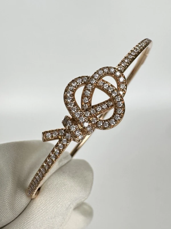Tiffany & Co Tiffany Knot Hinged Bracelet in Rose Gold with Diamonds 72985214 3