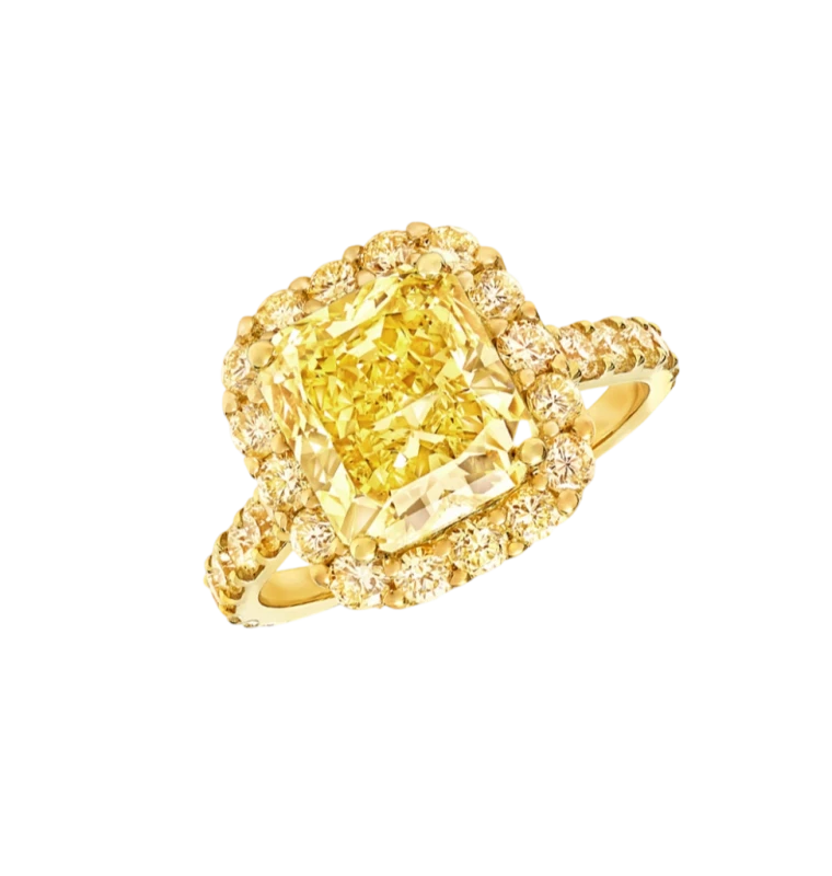 RADIANT DIAMOND 1.28 CT FANCY VIVID YELLOW/VS1 RING (GIA)
