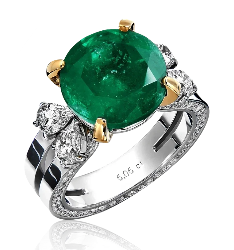 COLOMBIA EMERALD 6.06 CT GREEN RING (GRS)