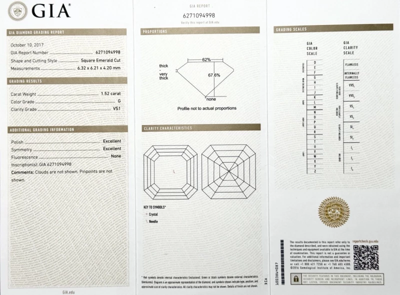 Earrings without a brand DIAMOND EARRINGS 1.51 - 1.52 CT G/VS1 (GIA) 1.51-1.52 CT G/VS1 6