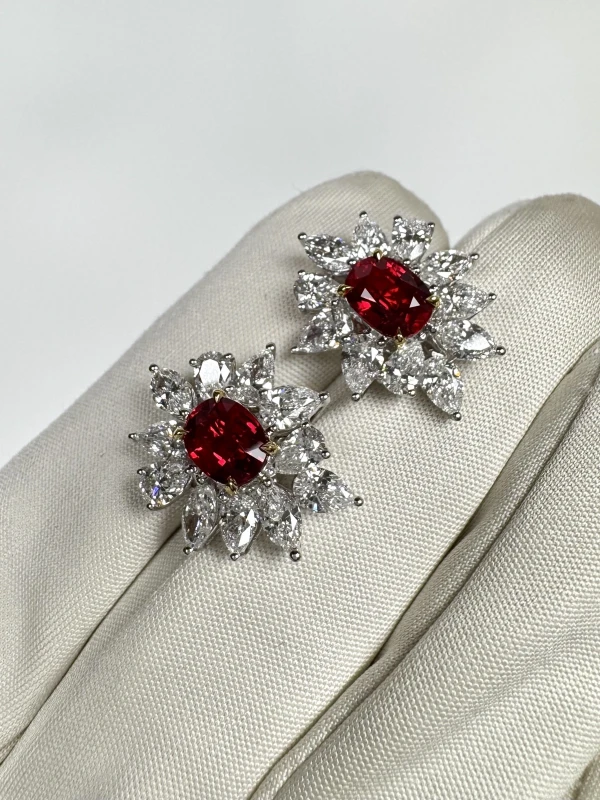 Earrings without a brand OVAL RUBY 1.27-1.61 CT VIVID RED EARRING (GRS) NN1.27-1.61 CT 4