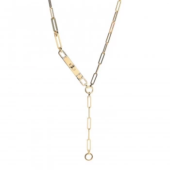 HERMES 18K Yellow Gold Diamond PM Kelly Chaine Lariat Necklace ST