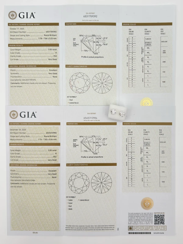 No name ROUND DIAMOND 2.00 - 2.00 CT H/VS2 EARRING (GIA) NN2.00-2.00-392 6