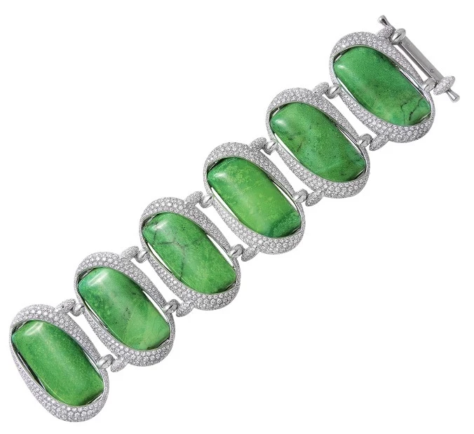 ORLOV JEWELRY GREEN TOURQUOISE AND DIAMONDS 25.01 CT SET IN WHITE GOLD ORLOV 4