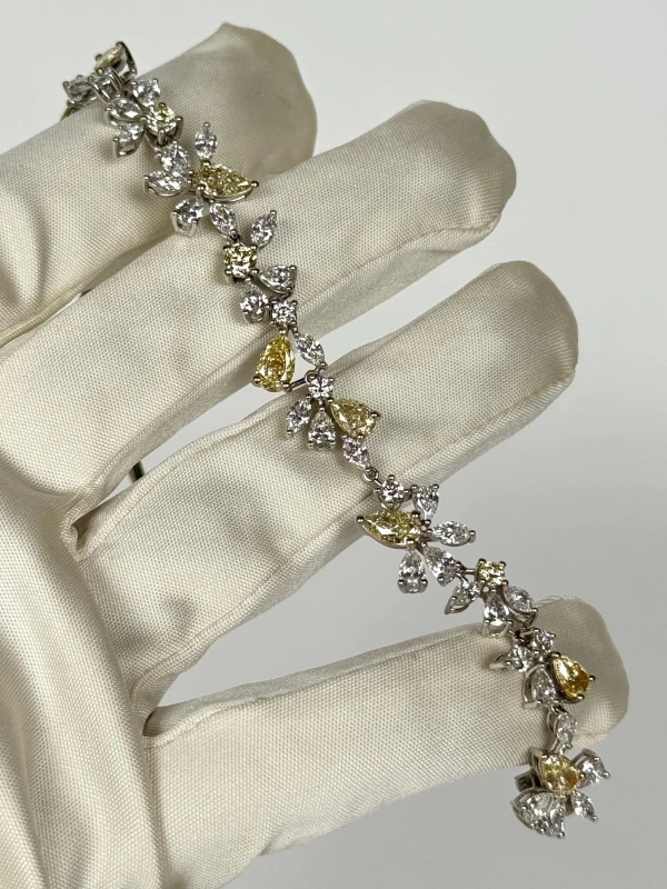 DeRosa PEAR DIAMONDS 6.14 CT FANCY LIGHT YELLOW BRACELET (SIZE 17.0) B155511 4