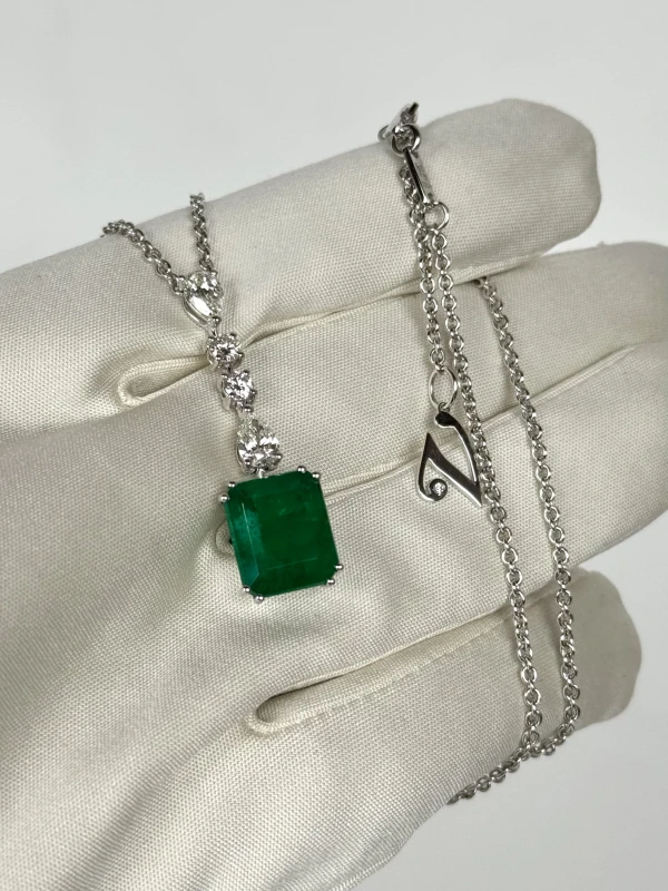 VERDI JEWELLERY EMERALD 6.66 CT & DIAMOND NECKLACE A13M 3