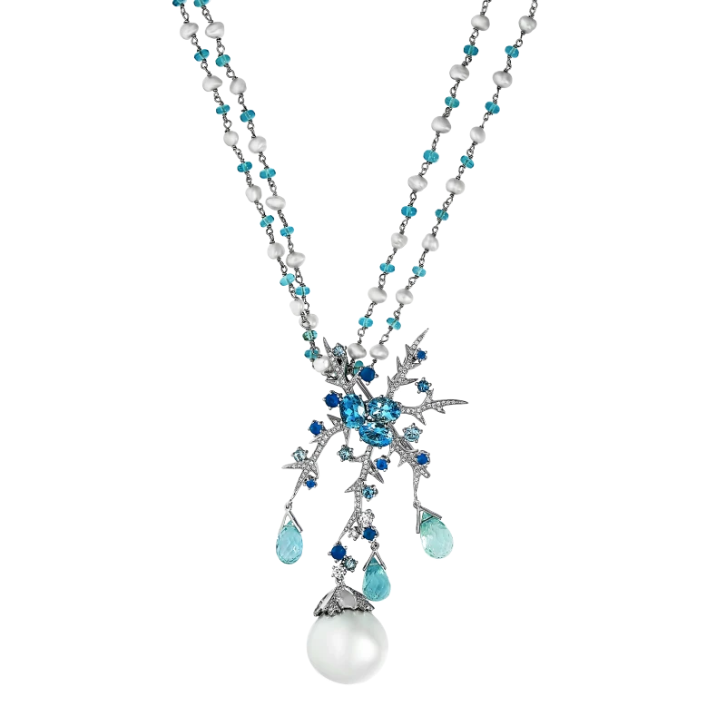 SOUTH SEE & AQUAMARINE NECKLACE