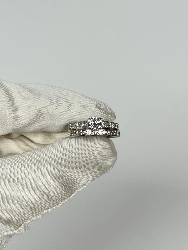 Cartier 1895 SOLITAIRE D.0.61 CT & WEDDING RING (SIZE 51) B4071400-51 2