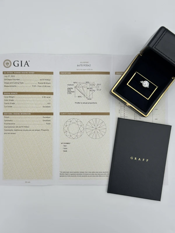 GRAFF ROUND DIAMOND 3.30 CT I/VS1 RING (GIA) GR3.30 4