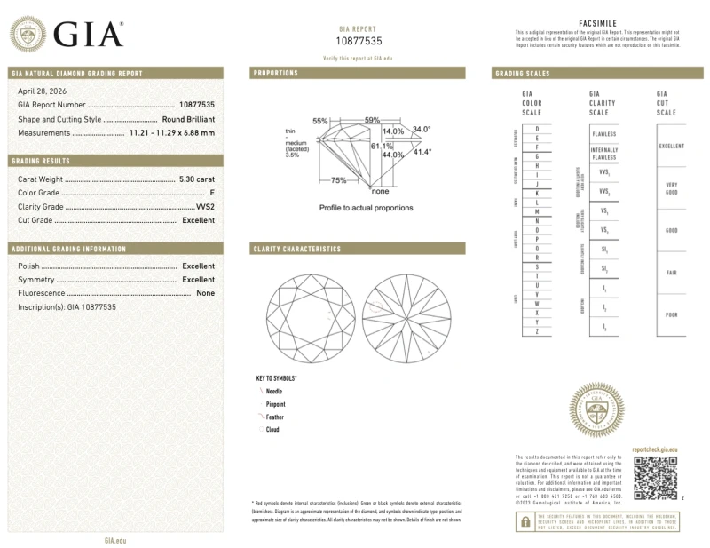 No name ROUND DIAMOND 5.39-5.30 CT E/VVS2 EARRINGS (GIA) EXEXEX nn5.39-5.30 E/VVS2 3