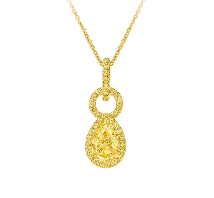 Pear Diamond 3.03 ct Fancy Yellow/IF Pendant (GIA)