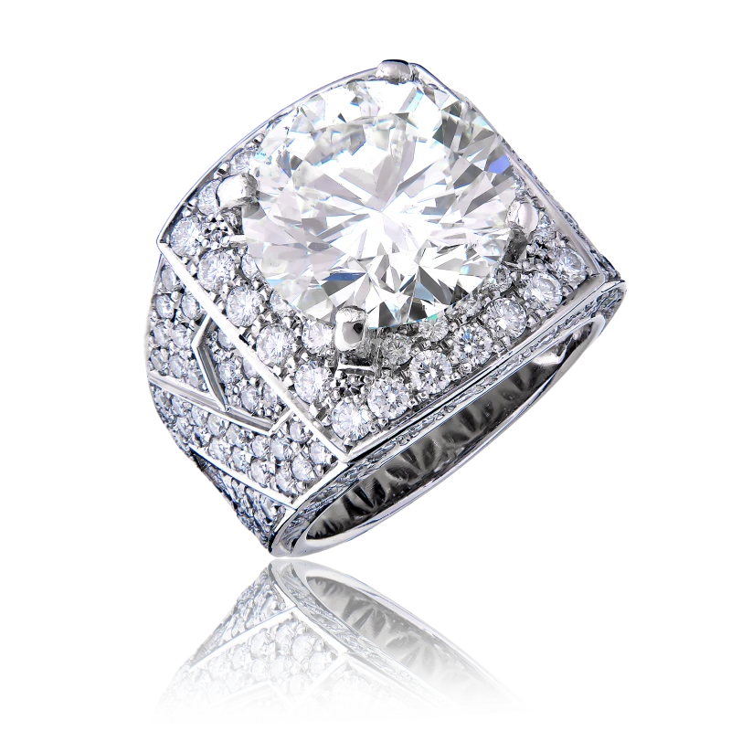 ROUND DIAMOND 13.11 CT M/SI RING (SIZE 61)