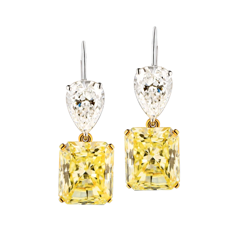 DIAMOND 8.01-8.11 CT FANCY YELLOW/IF-VVS1 EARRING (GIA)