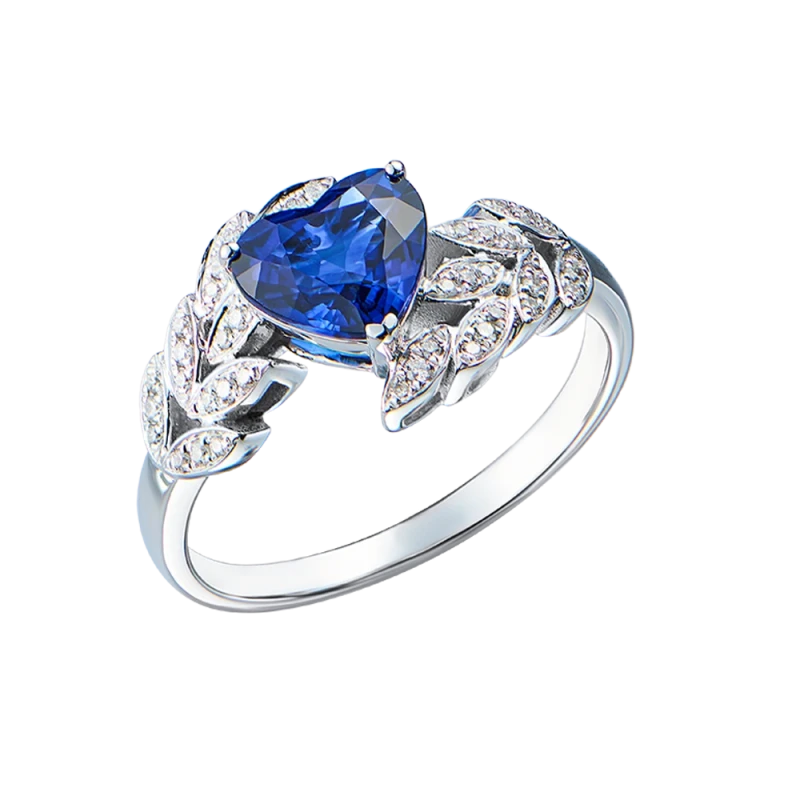 HEART SAPPHIRE 1.34 CT VIVID BLUE RING (SIZE 52)