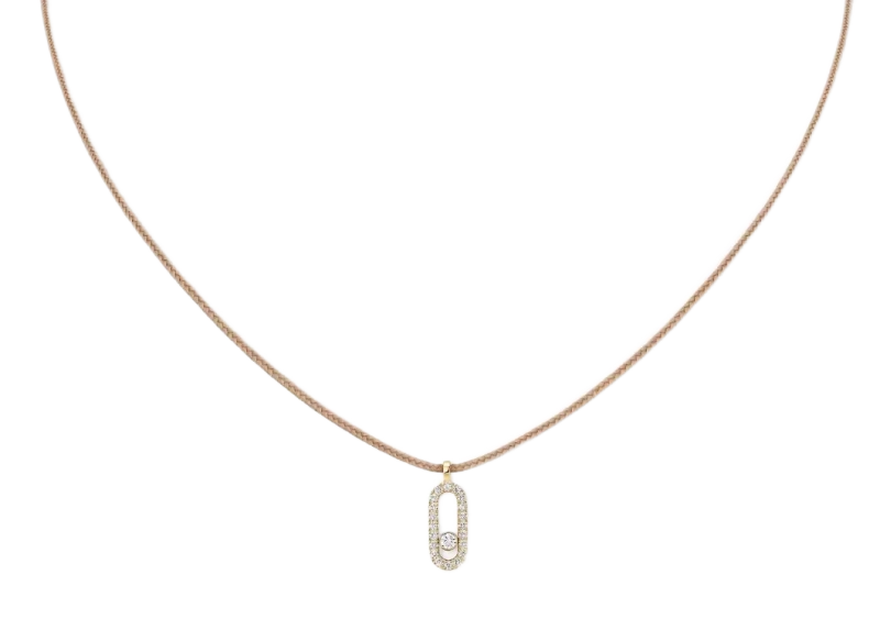 MESSIKA CARE(S) BEIGE CORD PAVÉ NECKLACE