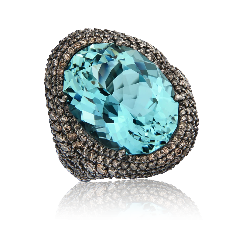 Aquamarine 5.00 CT Diamond Ring (SIZE 51)