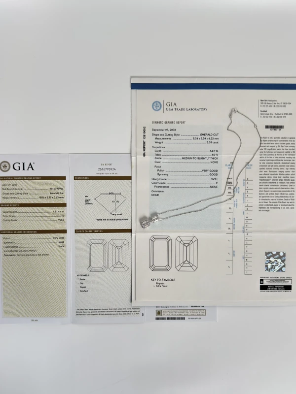 СЕРЬГИ NO NAME EMERALD DIAMOND 2.03 CT E/VVS1 PENDANT (GIA) 251924 4