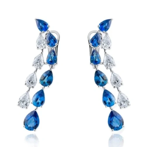 EARRINGS WITH 8.63 CT SAPPHIRES AND 3.11 CT DIAMONDS