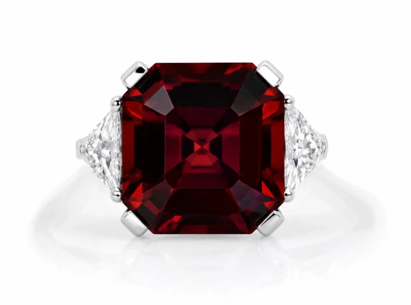 BURMA SPINEL 9.58 CT "VIVID RED" RING (SIZE 53) GRS