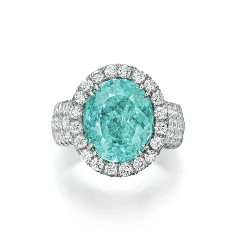 OVAL PARAIBA TOURMALINE 7.57 CT RING, MOZAMBIQUE (SIZE 56) AGL