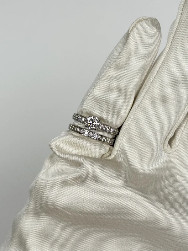 Cartier 1895 SOLITAIRE D.0.61 CT & WEDDING RING (SIZE 51) B4071400-51 4