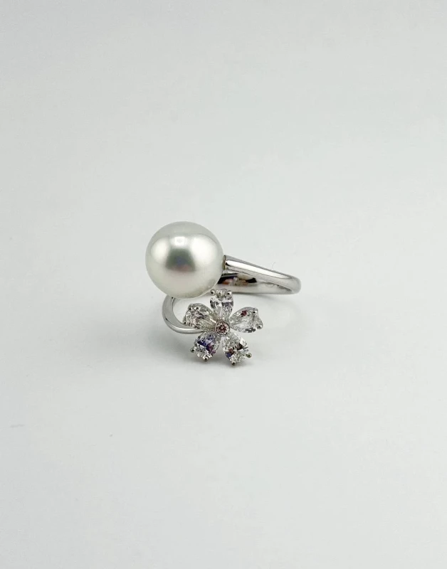 Mercury FLOWER RING, PEARL AND DIAMONDS, WHITE GOLD MR22998/PRL10/FL 8