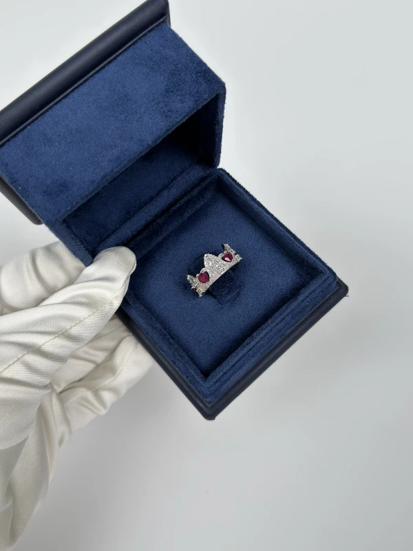No name DIAMOND AND RUBY CROWN RING crown57 5