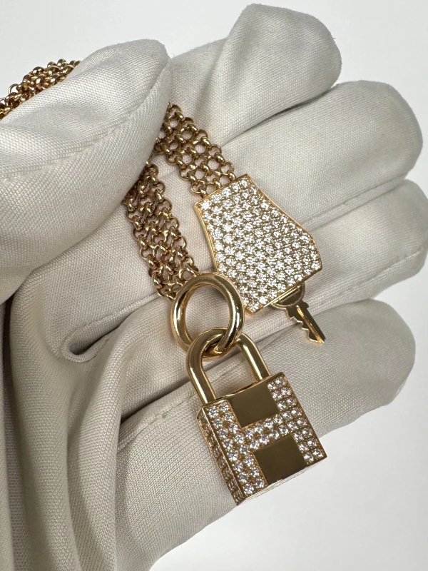 Hermès KELLY CLOCHETTE DIAMOND PAVE NECKLACE IN ROSE GOLD 220264B 00 6