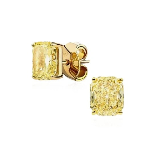YELLOW CUSHION DIAMOND EARRINGS 1.51-1.50 CT FLY/VS2-VS1 (GIA)