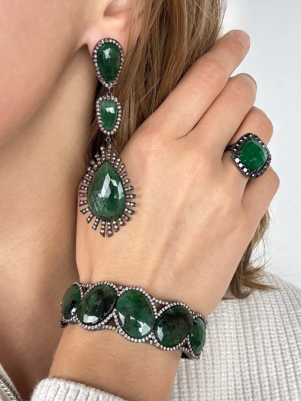 Earrings without a brand КОМПЛЕКТ С ИЗУМРУДАМИ EMERALDS91124 2