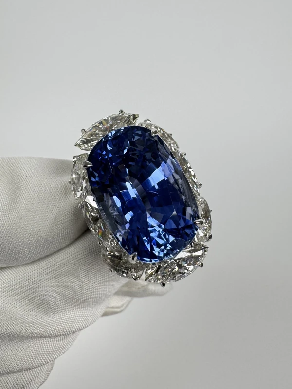 RalfDiamonds SAPPHIRE 23.59 INTENSE VIOLETISH BLUE RING (SIZE 53) RD23.59 5